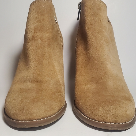 Lucky Brand Women's Bootie Yakeena Zip Wedge Honey Tan Oiled Suede Ankle Sz. 10 - Picture 4 of 14